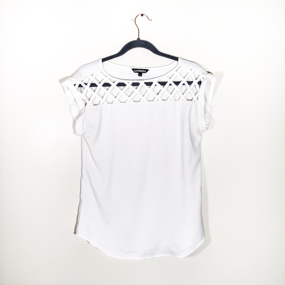 ⭐Express | Women's Weave Detail Blouse White